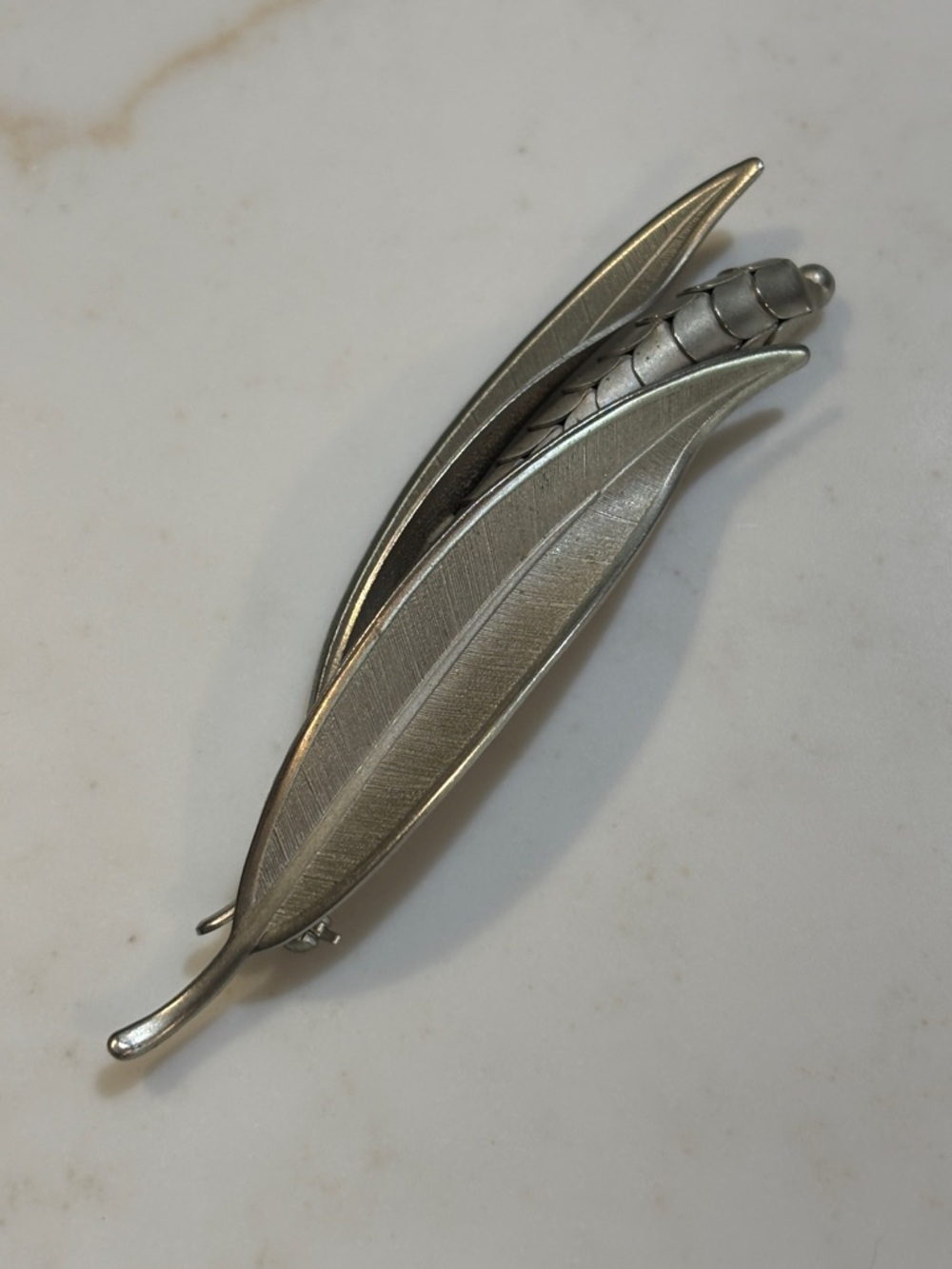 Vintage Silver Leaf And Wheat Brooch